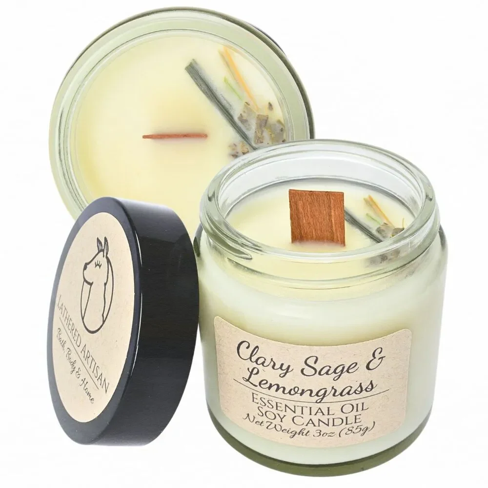 Clary Sage & Lemongrass | Essential Oil | 3 oz Jar Candle